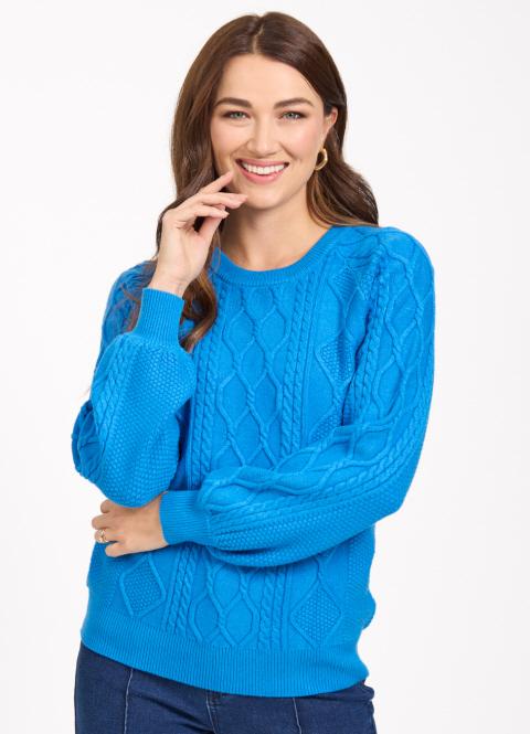 Mudflower Cable Knit Round Neck Jumper